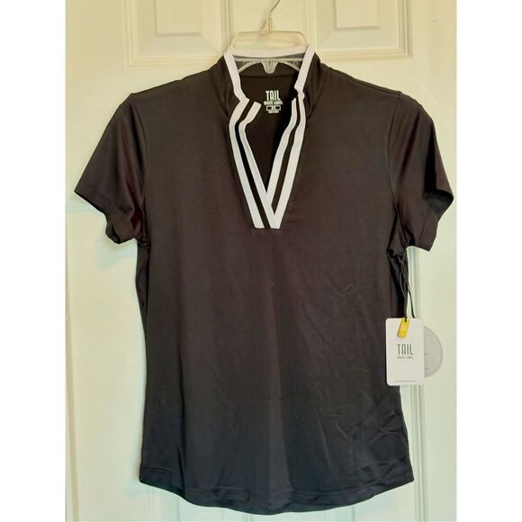 TAIL (White Label) - NWT - L Sz XL Short Sleeve Split Neck Golf Polo in Onyx - Picture 3 of 12